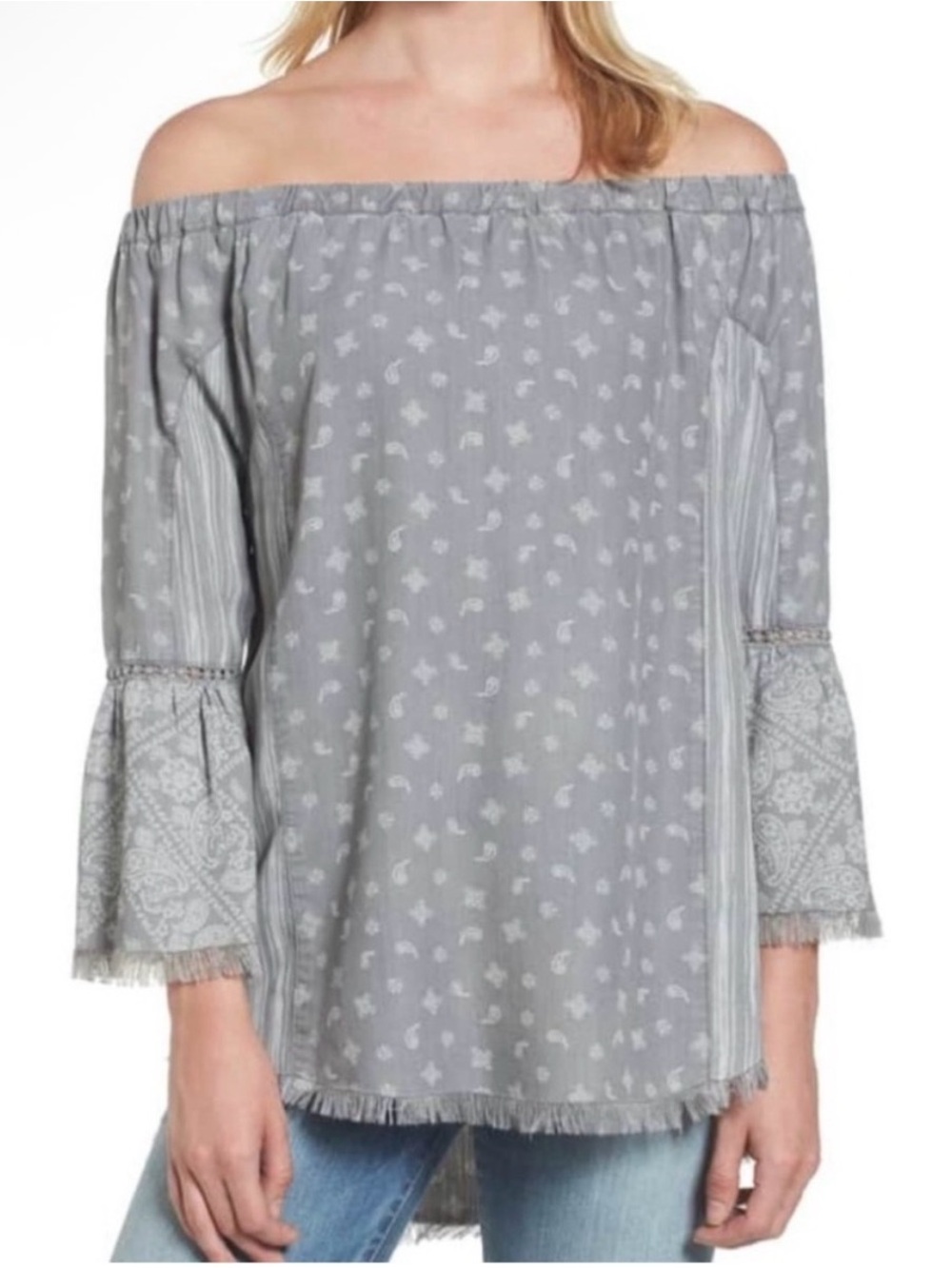 Billy T Off The Shoulder Paisley Top, NWT